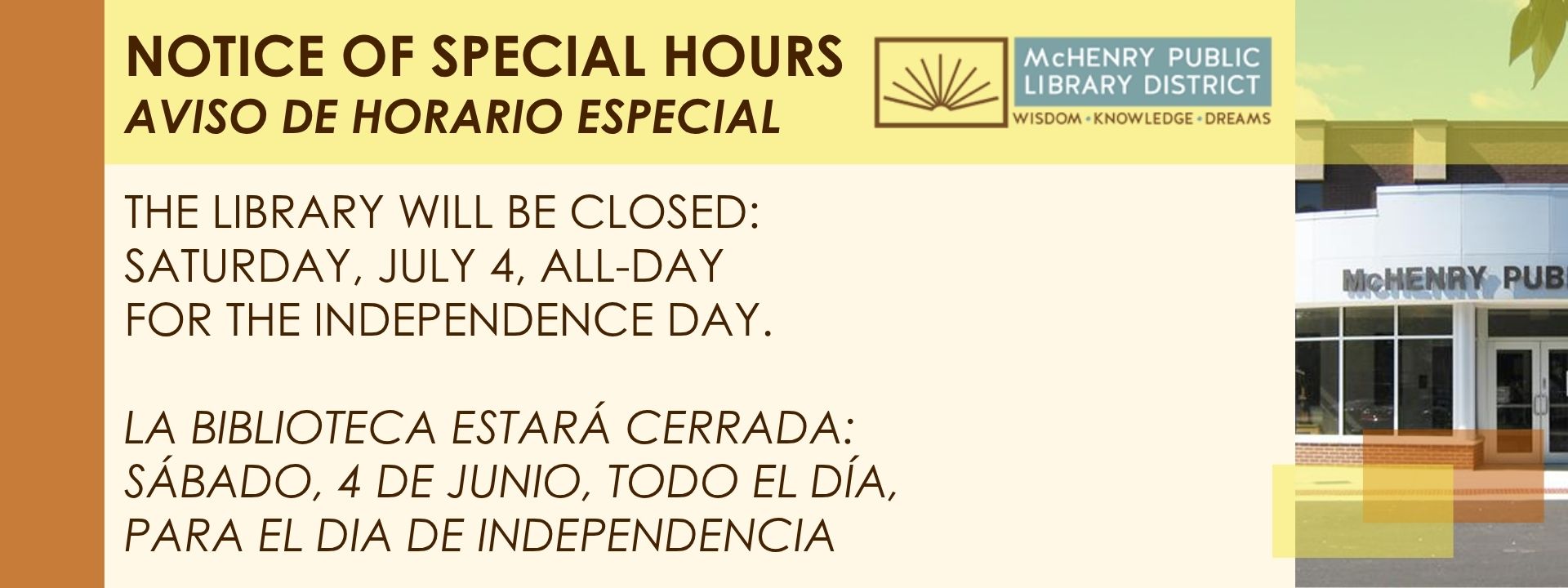 Closed July 4th